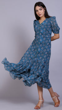 Thumbnail for Blue Printed Floral Dress_3