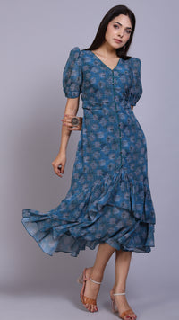 Thumbnail for Blue Printed Floral Dress_4