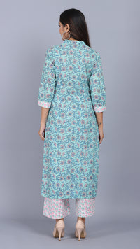 Thumbnail for Cotton floral printed straight kurta set