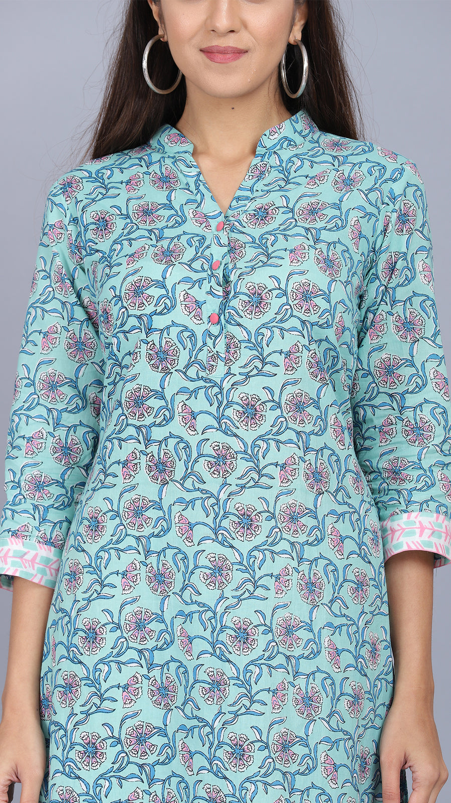 Cotton floral printed straight kurta set