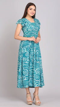 Thumbnail for Sea Green Floral Printed Dress