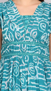 Thumbnail for Sea Green Floral Printed Dress