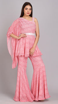 Thumbnail for Blush pink Solid Embroidered Sharara Set