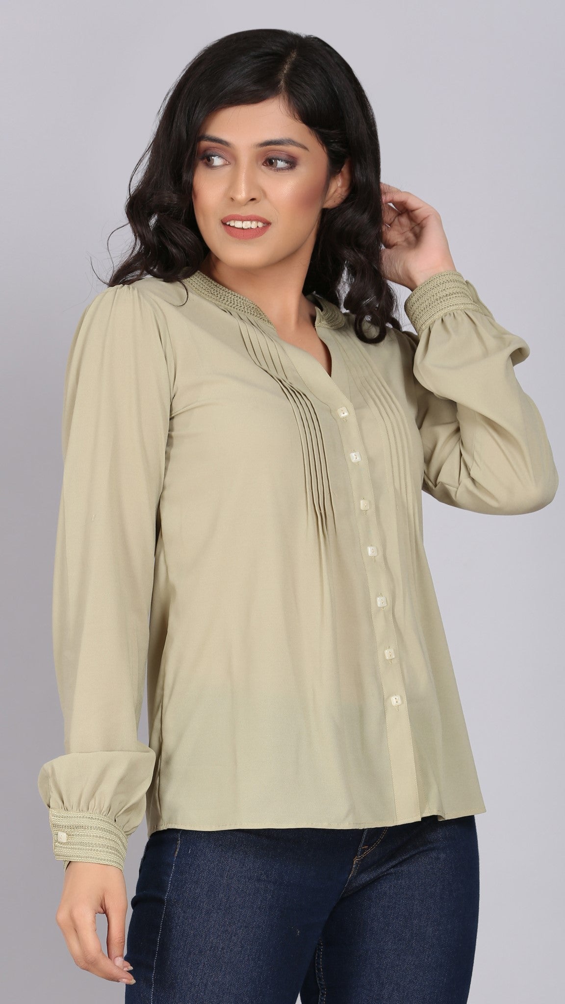 Casual Shirt With Bishop Sleeves