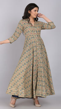 Thumbnail for Flared Ethnic Paisley Gota Patti Anarkali Dress
