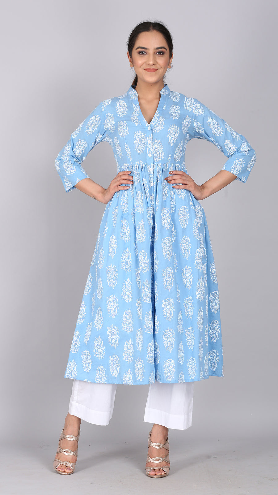 Ethnic Blue Kurta Palazzo Set