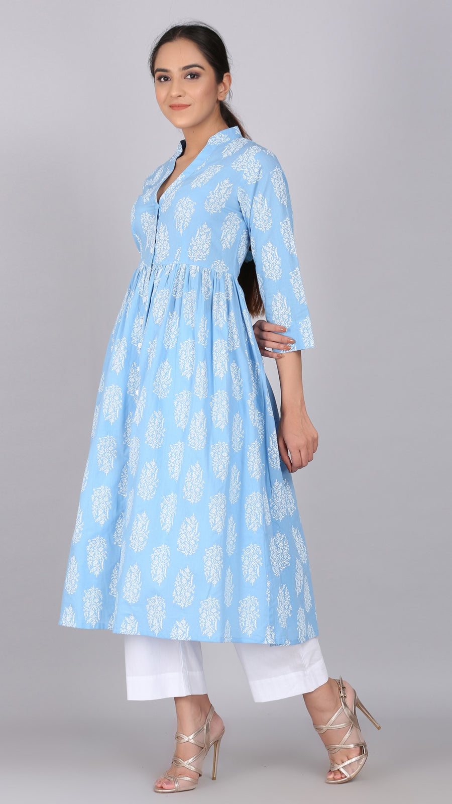 Ethnic Blue Kurta Palazzo Set