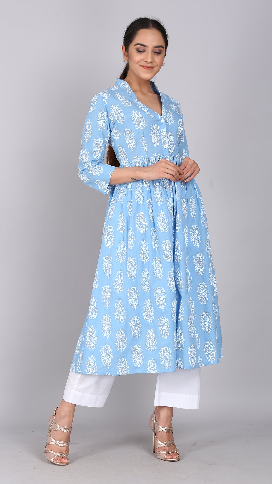 Ethnic Blue Kurta Palazzo Set