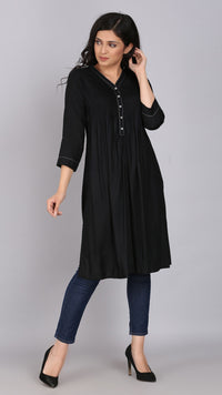 Thumbnail for Black embroidered Solid Kurta