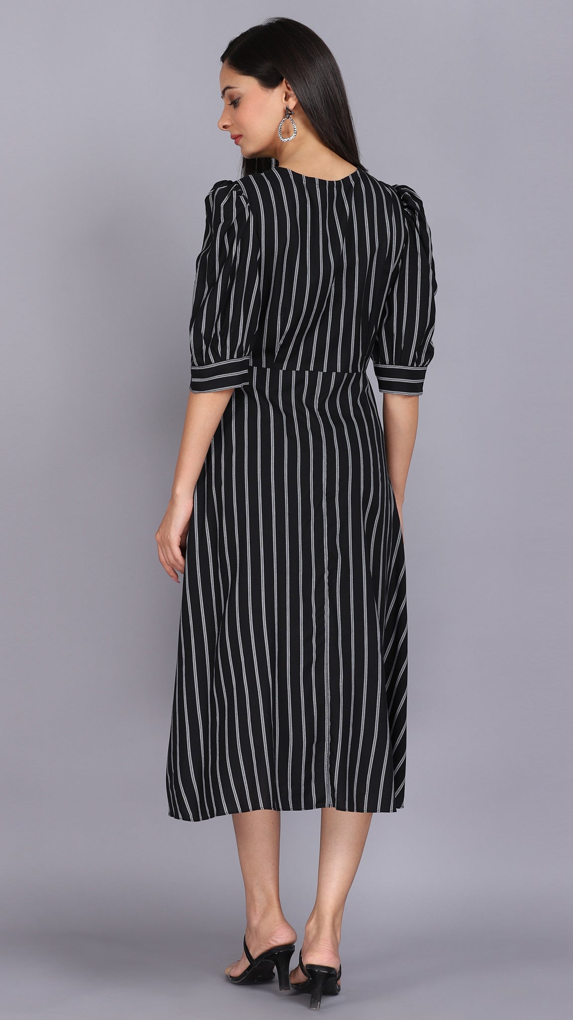 Black stripe cross over dress