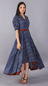 Thumbnail for Blue printed up down maxi dress