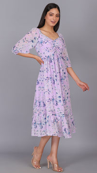 Thumbnail for Front Detailed Lilac Midi Dress For Women