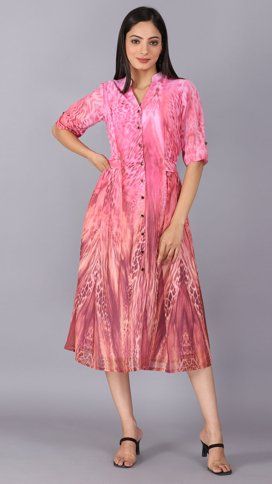 Shades of pink shirt dress