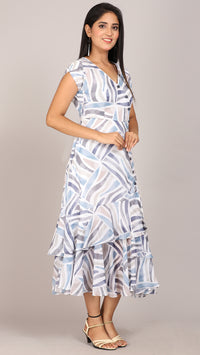 Thumbnail for white printed off center maxi dress