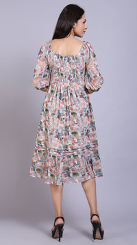 Thumbnail for Front Detailed Floral Midi Dress