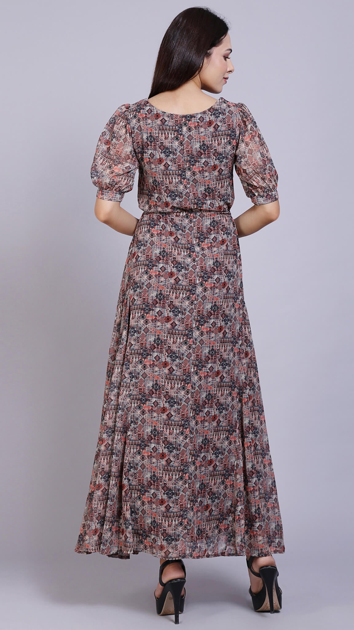 Buy Black Floral Print Long Dress Online - Label Ritu Kumar India Store View