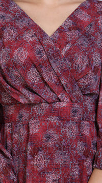 Thumbnail for Floral print wrap neckline dress_8