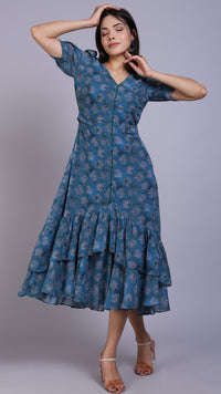 Thumbnail for Blue Printed Floral Dress_1