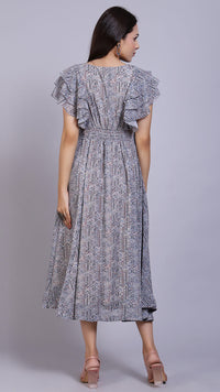 Thumbnail for Layered Sleeves Multi Printed Maxi Dress