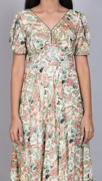 Thumbnail for Wrap Sleeves Floral Print Dress