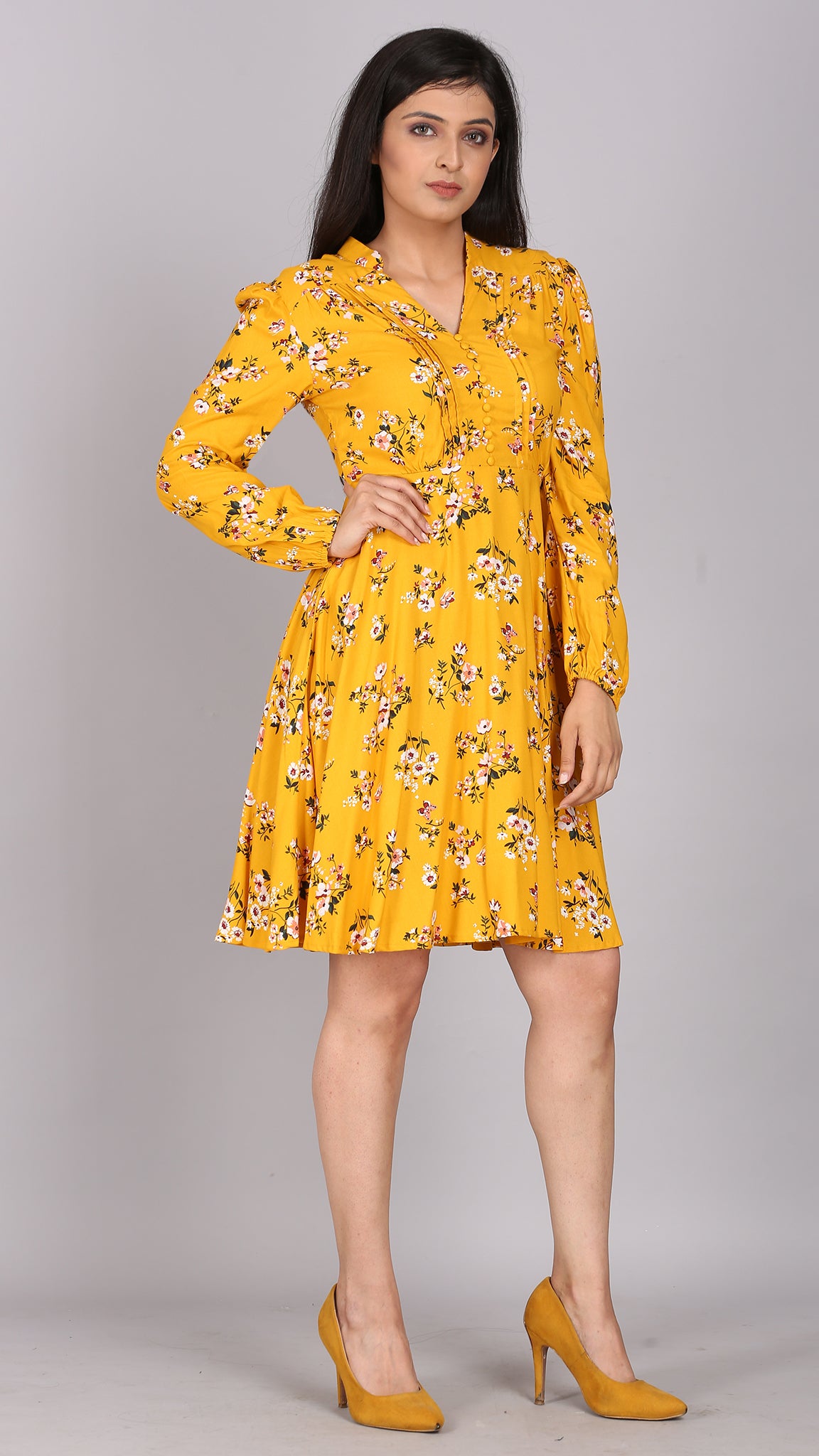 Mustard Printed Dress