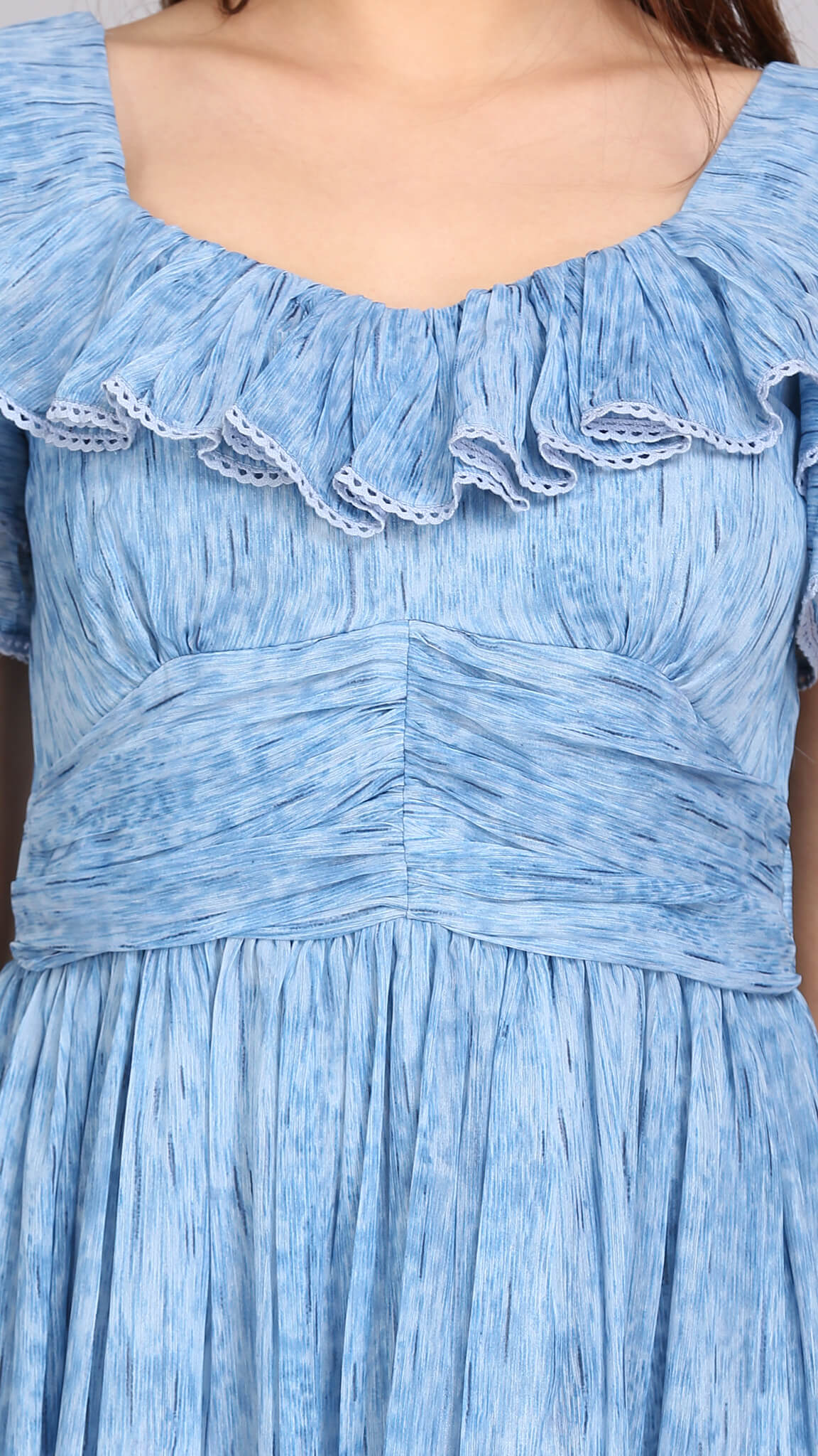 Sky Blue Texture Print Dress
