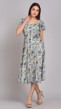 Thumbnail for Teal Printed Maxi Dress