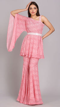 Thumbnail for Blush pink Solid Embroidered Sharara Set