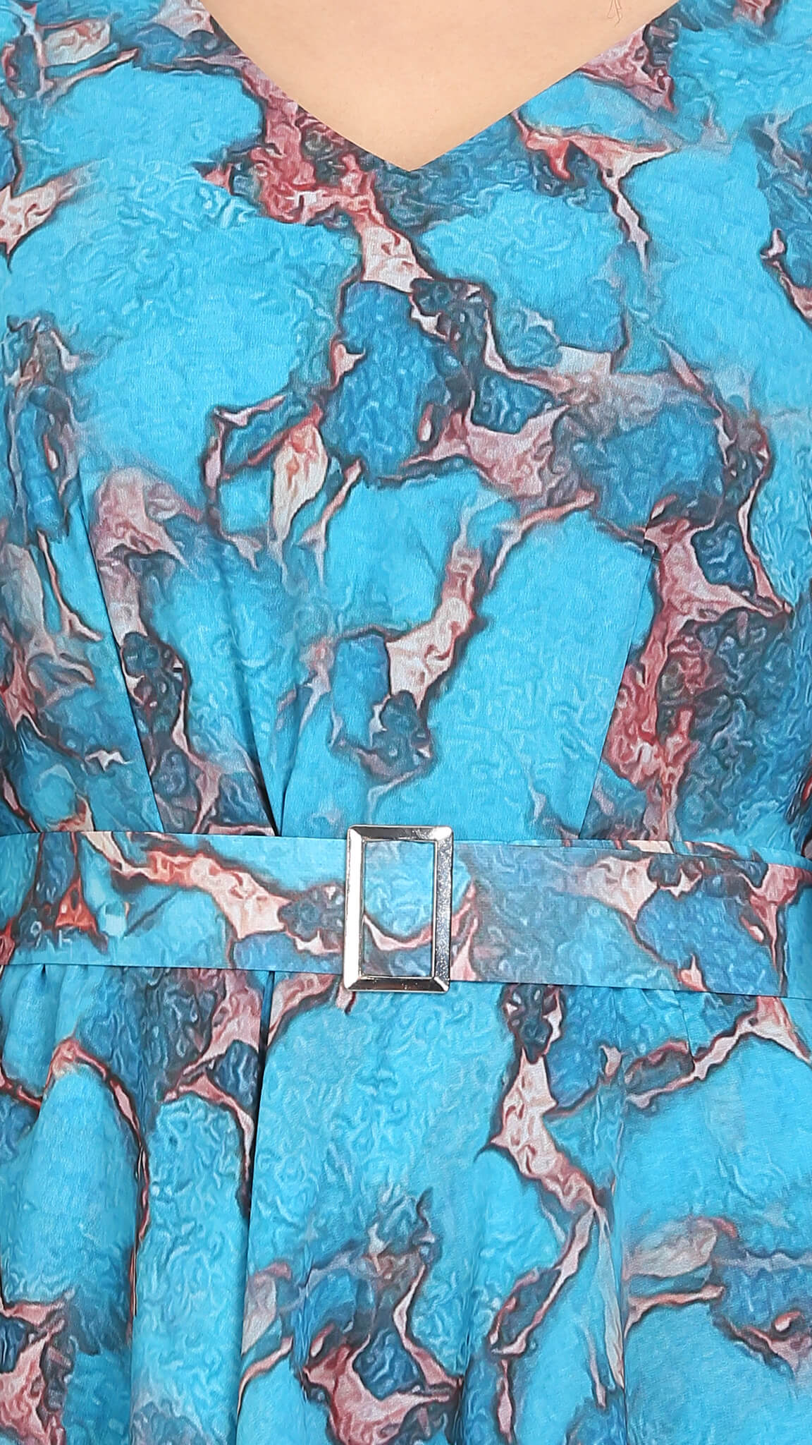 Sea blue double layered hem maxi dress
