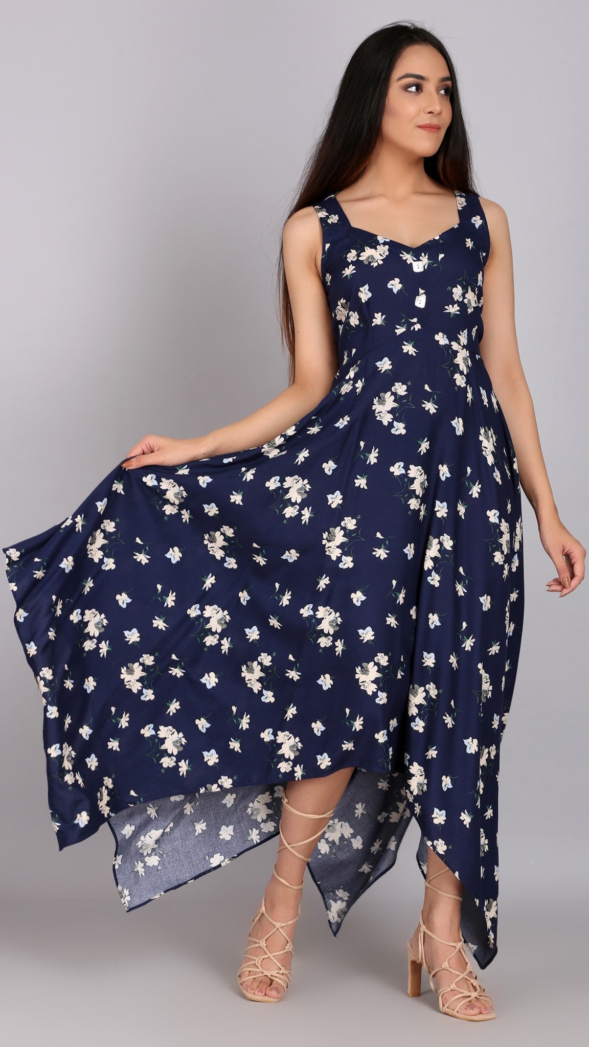 Midnight Blue Asymmetric Dress