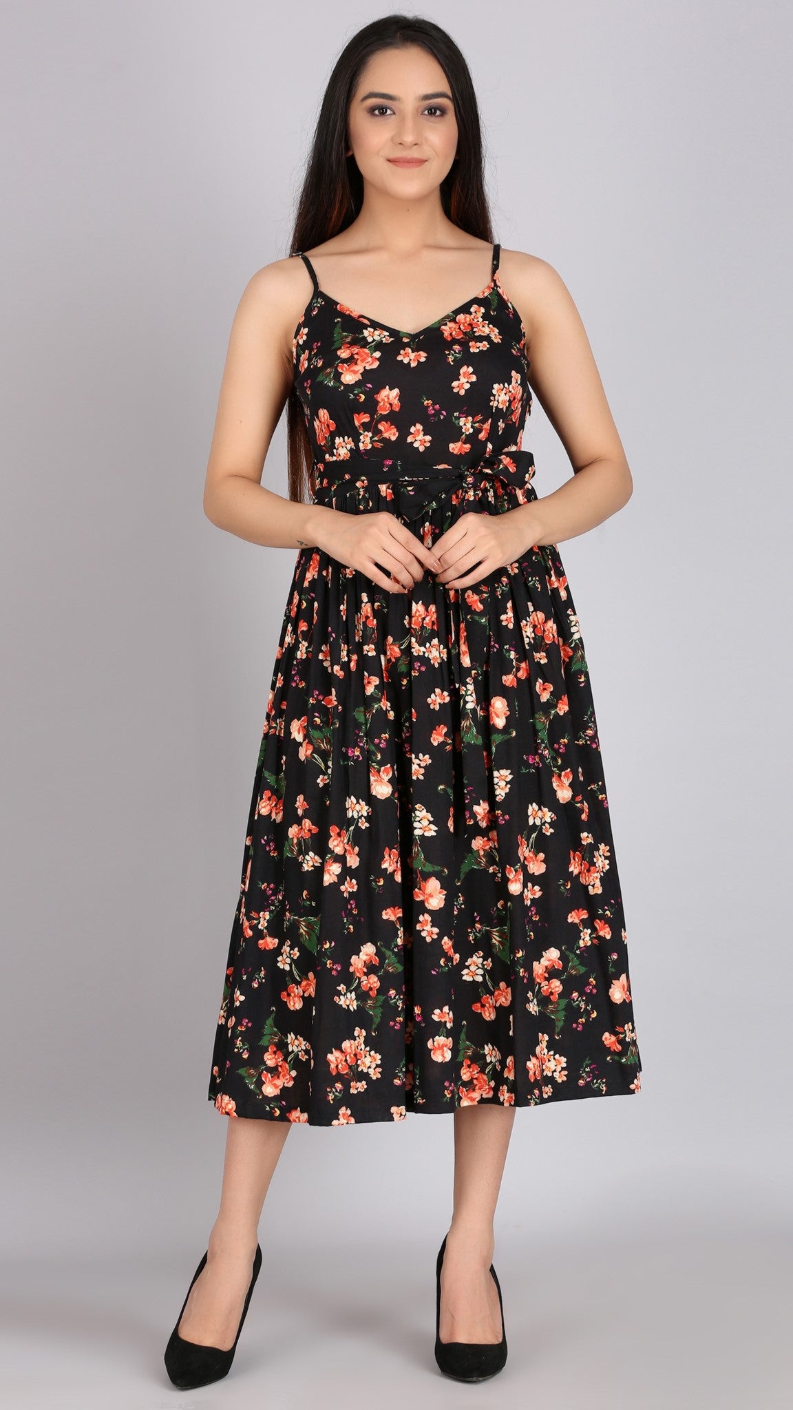 Marissa Chiffon Dress in Dark Rose Floral Print - Wedding Dresses, Evening  Wear and Party Clothes by Alie Street.