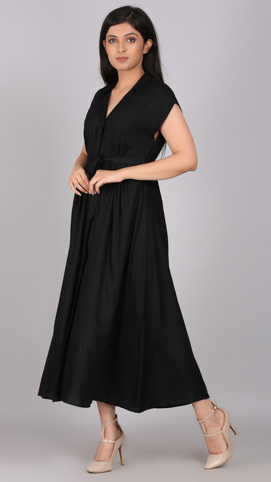 Solid Black Long Dress
