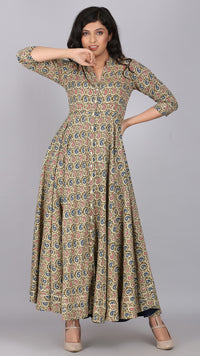 Thumbnail for Flared Ethnic Paisley Gota Patti Anarkali Dress