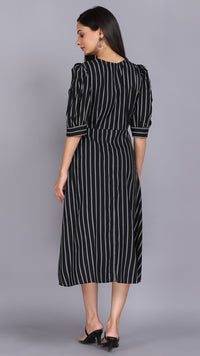 Thumbnail for Black stripe cross over dress