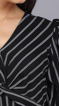 Thumbnail for Black stripe cross over dress