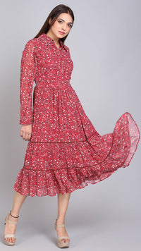 Thumbnail for Floral Printed Shirt Dress