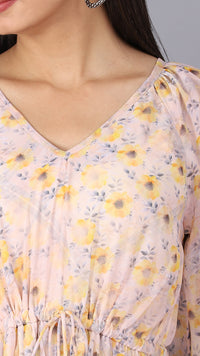 Thumbnail for Sunflower print tiered hem dress