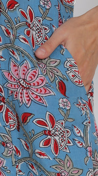 Thumbnail for Blue Floral Printed Kurta Set