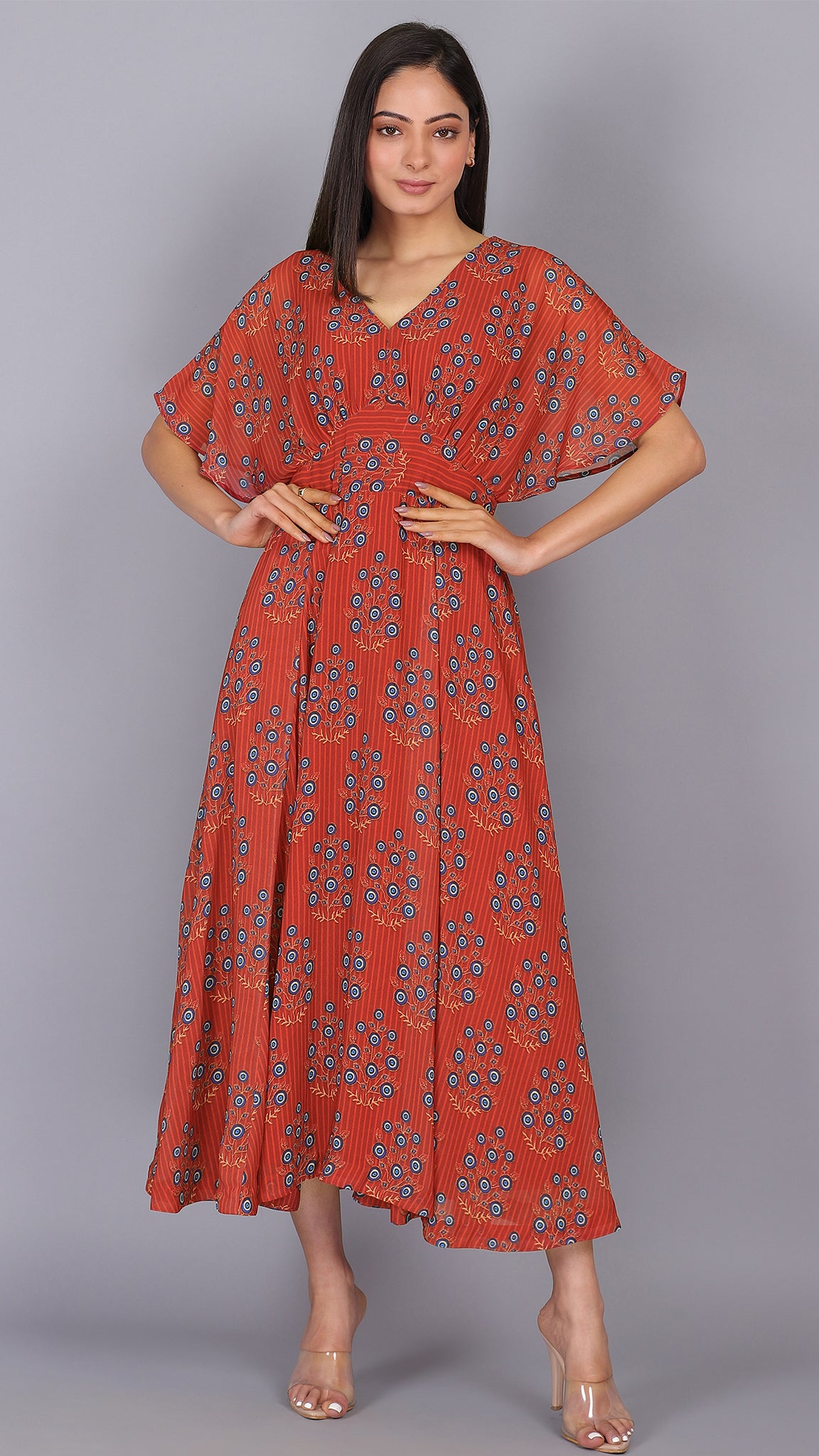 Printed Kimono Sleeves Dress