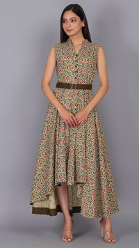 Thumbnail for Paisley Printed Up-Down Flared Maxi Dress