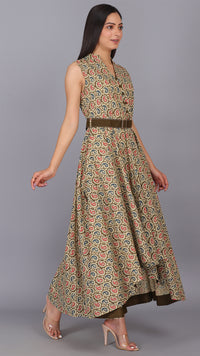 Thumbnail for Paisley Printed Up-Down Flared Maxi Dress
