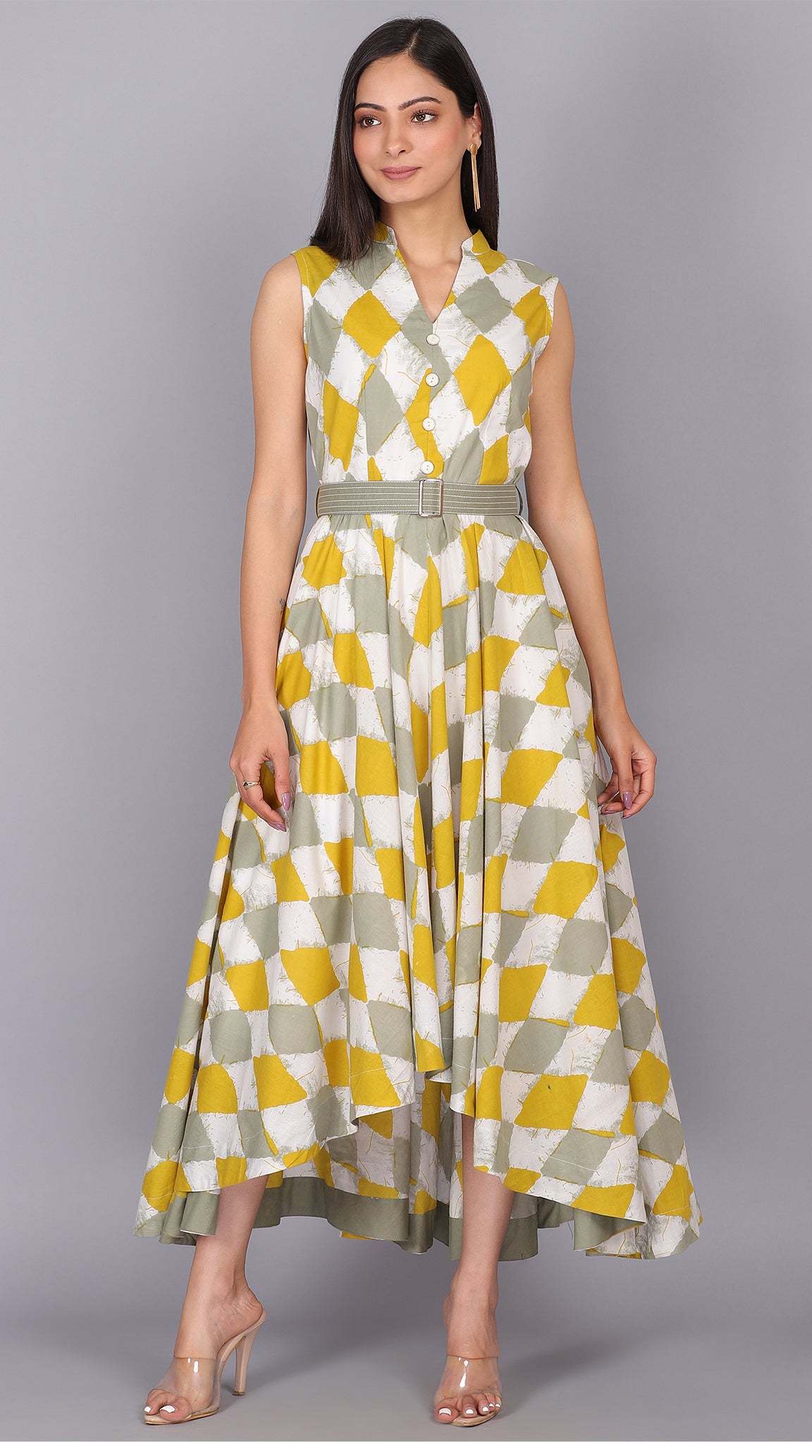 Yellow Colour up and down banglori silk gown