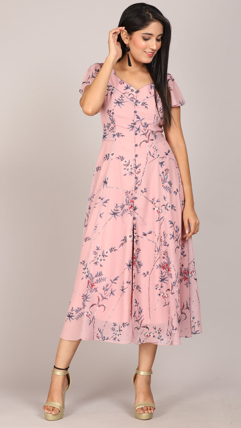 Printed lilac maxi dress