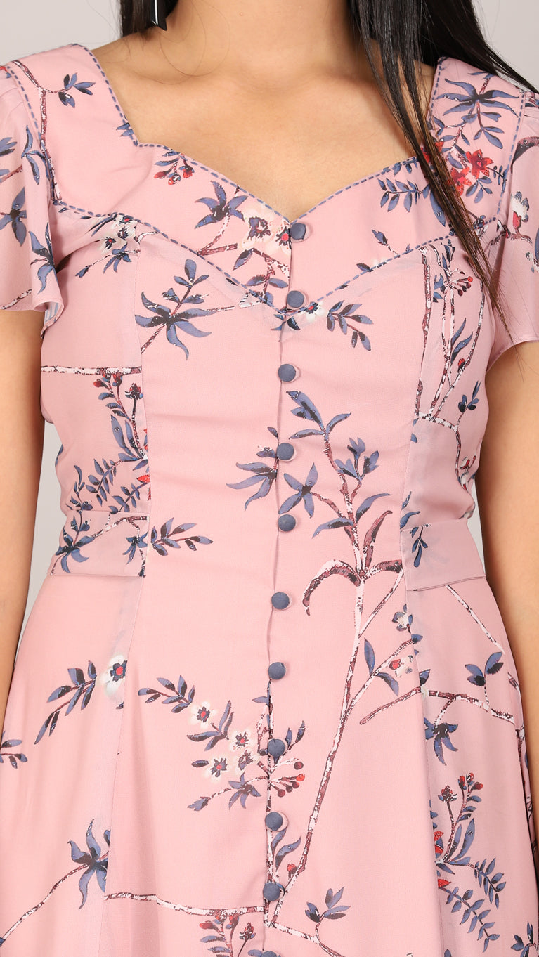 Printed lilac maxi dress