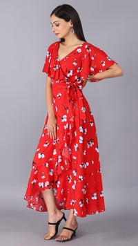 Thumbnail for Red wrap maxi dress