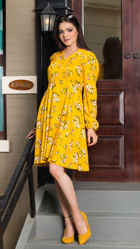Thumbnail for Mustard Printed Dress